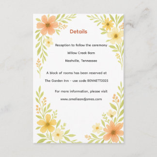 Tarjeta De Recepción Boda de flores silvestres rusas