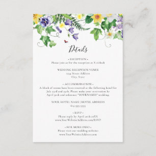 Tarjeta De Recepción Boda de flores silvestres rusas