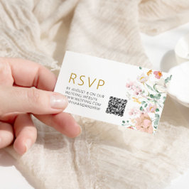 Tarjeta De Recepción Boda de flores silvestres rusas QR RSVP