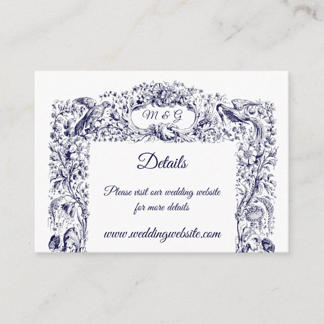 Tarjeta De Recepción Boda de Flores Silvestres y Pájaros y Mariposas (Anverso)