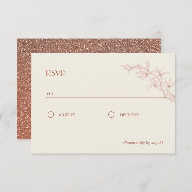Tarjeta De Recepción Boda de Flores sin Tiempo RSVP (Anverso / Reverso)