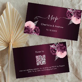 Tarjeta De Recepción Boda de florines de Borgoña sitio web RSVP código 