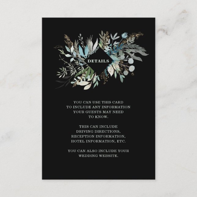 Tarjeta De Recepción Boda de Foliage de Woodland | Detalles del invitad (Anverso)