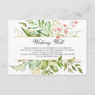 Tarjeta De Recepción Boda de follaje verde de flores silvestres que des