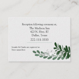Tarjeta De Recepción Boda de follaje verde de temporada
