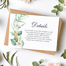 Tarjeta De Recepción Boda de follaje verde elegante eucalipto