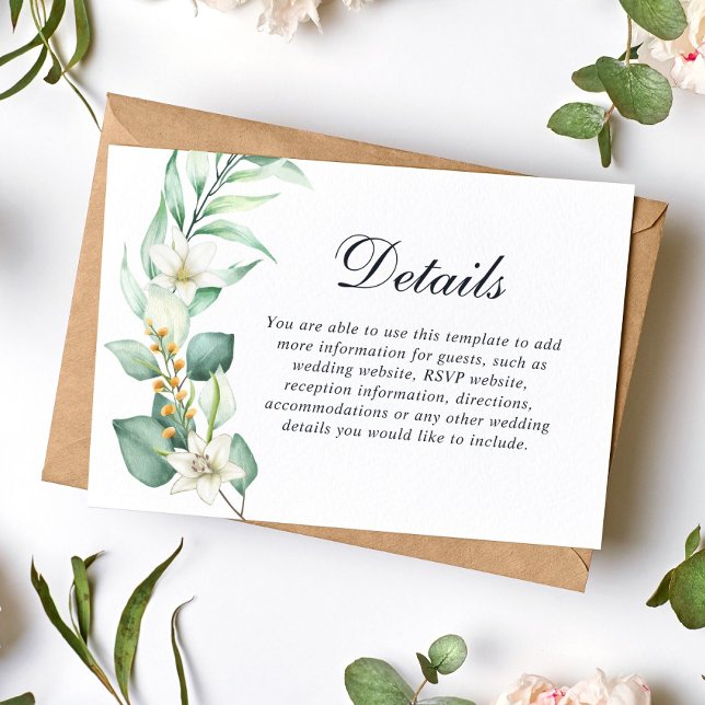 Tarjeta De Recepción Boda de follaje verde elegante eucalipto (Subido por el creador)