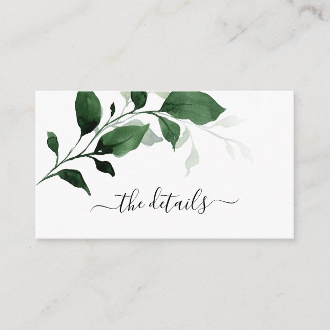 Tarjeta De Recepción Boda de follaje verde esmeralda verde verde verde  (Anverso)