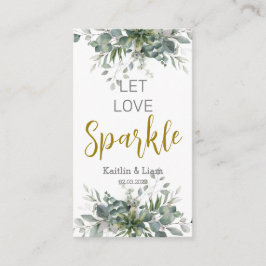 Tarjeta De Recepción Boda de follaje verde Sparkler Tag