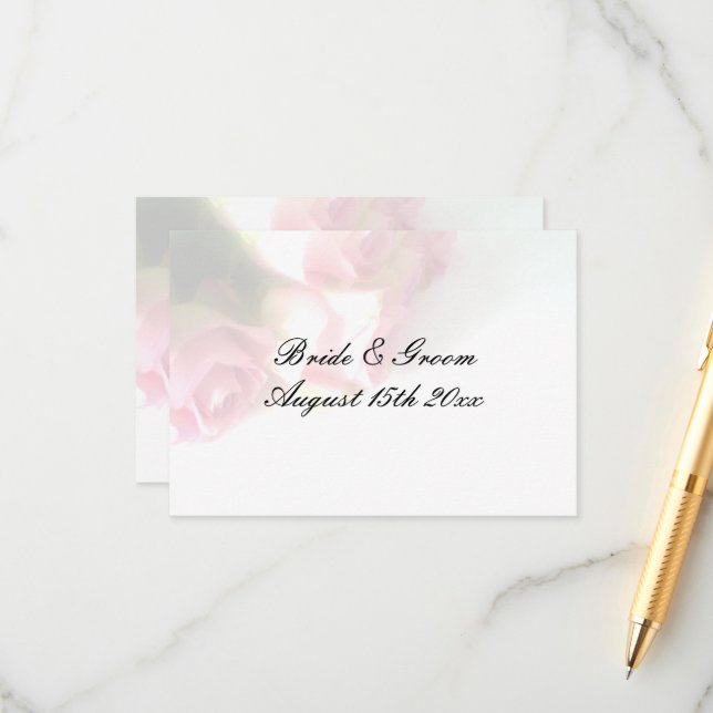 Tarjeta De Recepción boda de fondo rosa rosa rosa bonito (Anverso/Reverso In Situ)