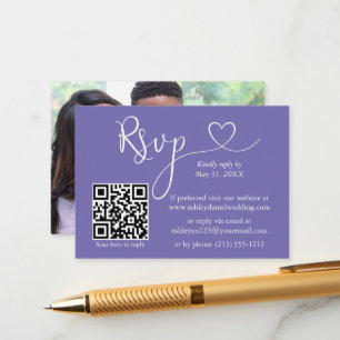 Tarjeta De Recepción Boda de fotografía cardiaca caligráfica Periwinkle