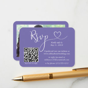Tarjeta De Recepción Boda de fotografía cardiaca caligráfica Periwinkle