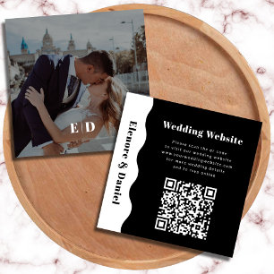 Tarjeta De Recepción Boda de fotografía de onda lateral blanca moderna 