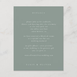 Tarjeta De Recepción Boda de fotografía del boho verde sabio moderno