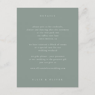 Tarjeta De Recepción Boda de fotografía del boho verde sabio moderno