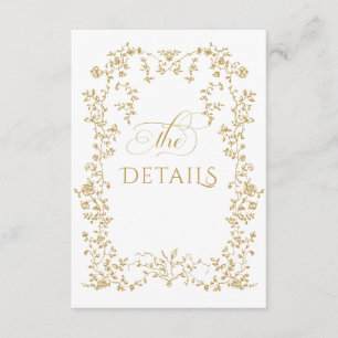 Tarjeta De Recepción Boda de fotos de las flores doradas de vintage Ele