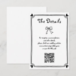 Tarjeta De Recepción Boda de garabatos dibujado con mano blanca y negra