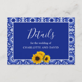 Tarjeta De Recepción Boda de girasol azul moderno