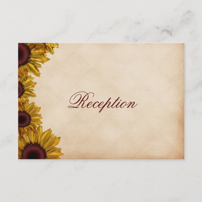 Tarjeta De Recepción Boda de girasol ruso (Anverso)
