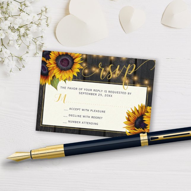 Tarjeta De Recepción Boda de girasol ruso elegante RSVP (Subido por el creador)