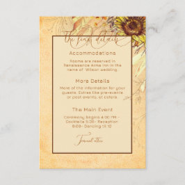Tarjeta De Recepción Boda de girasoles de Bohemia rusa