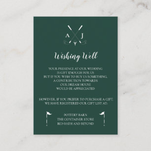 Tarjeta De Recepción Boda de golf Minimalista moderno Emerald Green