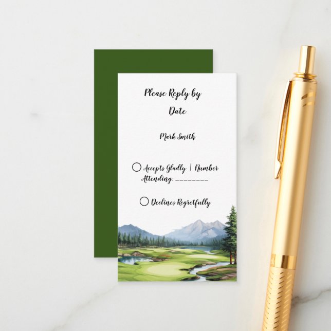 Tarjeta De Recepción Boda de golf R.S.V.P (Anverso/Reverso In Situ)