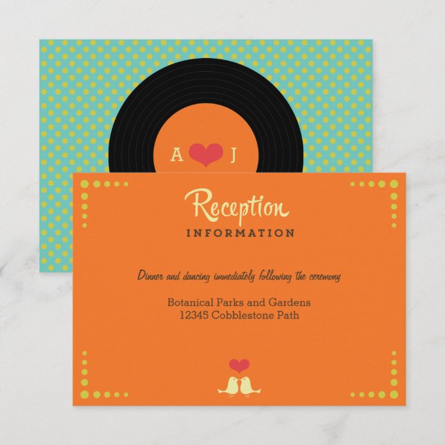 Tarjeta De Recepción Boda de grabación de vinilo retro moderno (Anverso / Reverso)