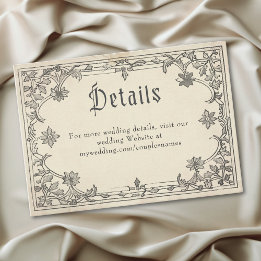 Tarjeta De Recepción Boda de grabado negro vintage de fantasía medieval