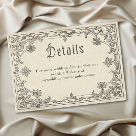 Tarjeta De Recepción Boda de grabado negro vintage de fantasía medieval