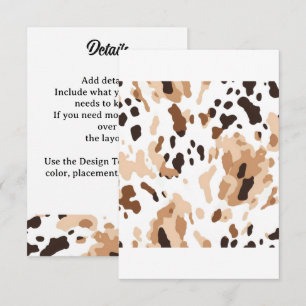 Tarjeta De Recepción Boda de granja estampado de cuero de vaca