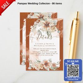 Tarjeta De Recepción Boda de Grass de Terracotta Pampas