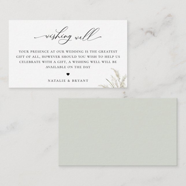 Tarjeta De Recepción Boda De Grass Pampas En La Playa Deseando Bien (Anverso / Reverso)