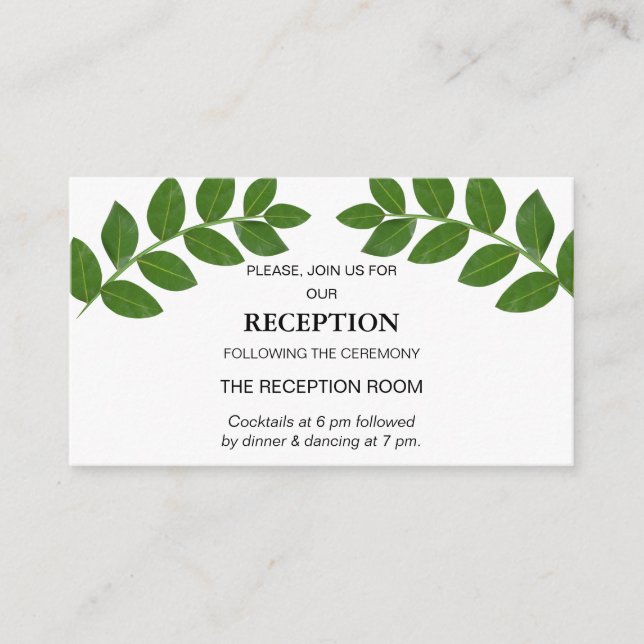 Tarjeta De Recepción Boda de Green Laurel (Anverso)