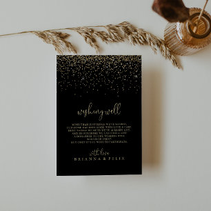 Tarjeta De Recepción Boda de guión de moda de confeti dorado desear bie