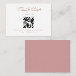 Tarjeta De Recepción Boda De Guión Minimalista Rosa Dusto Código QR Rsv