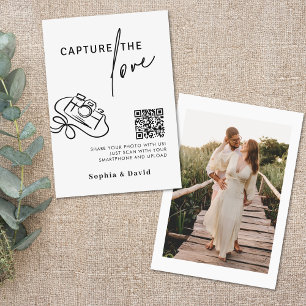Tarjeta De Recepción Boda De Guión Moderno Captura El Código QR De Amor