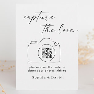 Tarjeta De Recepción Boda De Guión Moderno Captura El Código QR De Amor