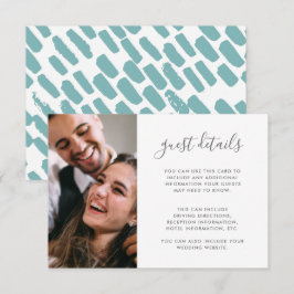 Tarjeta De Recepción Boda de guión moderno Detalles de invitado azul fo