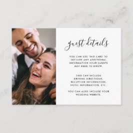 Tarjeta De Recepción Boda de guión moderno Detalles del invitado Foto N