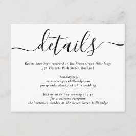Tarjeta De Recepción Boda de guión moderno en blanco y negro