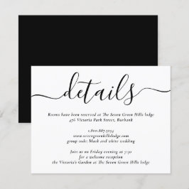 Tarjeta De Recepción Boda de guión moderno en blanco y negro
