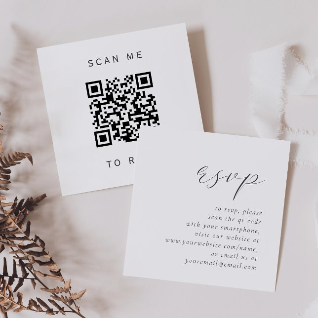 Tarjeta De Recepción Boda de guión simple gris de presupuesto Código QR (Subido por el creador)