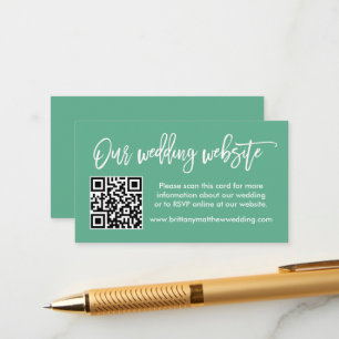 Tarjeta De Recepción Boda de guiones de broche sitio web QR Neo Mint Gr