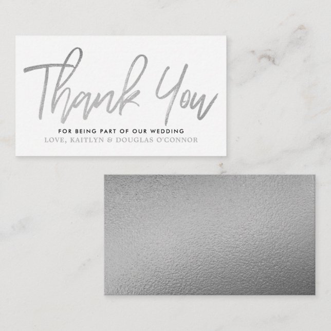 Tarjeta De Recepción Boda de guiones de Relieve metalizado plateado mod (Anverso / Reverso)