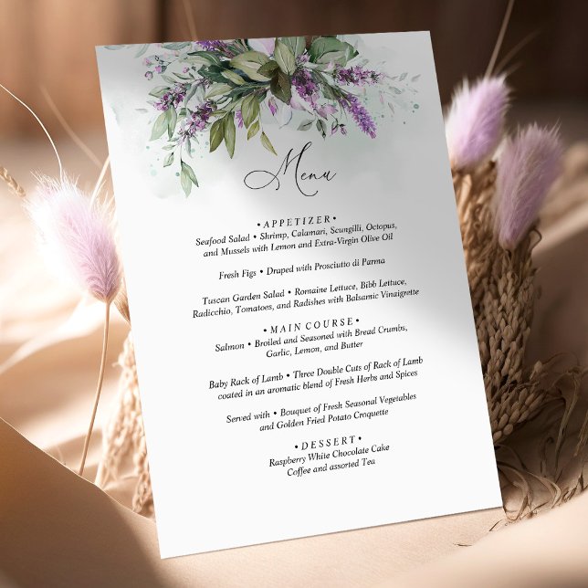 Tarjeta De Recepción Boda de guiones de verde de lavanda masculina (Subido por el creador)