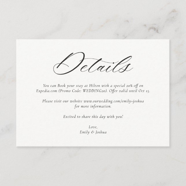 Tarjeta De Recepción Boda de guiones elegante y moderno (Anverso)