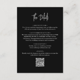 Tarjeta De Recepción Boda de guiones manuscritos del código QR negro cl