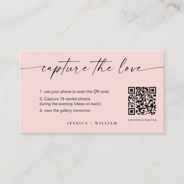 Tarjeta De Recepción Boda de guiones modernos Captura el código QR de a (Anverso)