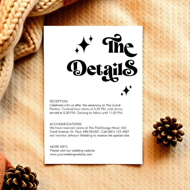 Tarjeta De Recepción Boda de guiones negrita retro negro y blanco Groov (Subido por el creador)